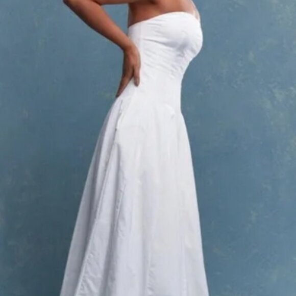 Corset Bust Pleated Strapless Bandeau Maxi Dress with Pockets - Picture 9 of 9